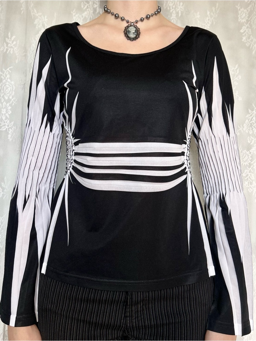 Vintage Whimsygoth Black & White Top - Picture 3 of 6